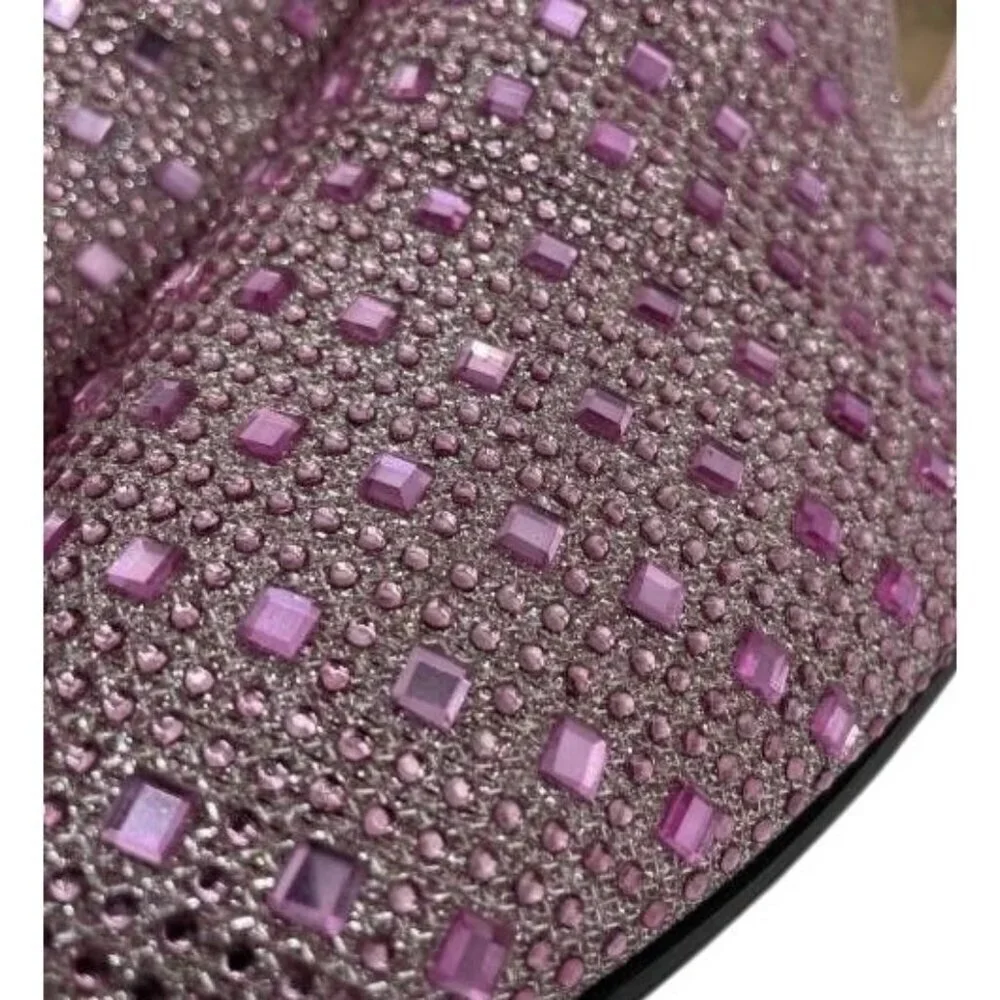 Royal Swank Pink Mauve Rhinestone Studded Embellished Loafers driving shoes sz 8